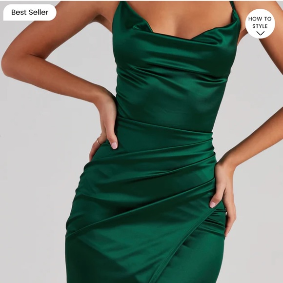Emerald midi formal dress - Picture 2 of 6